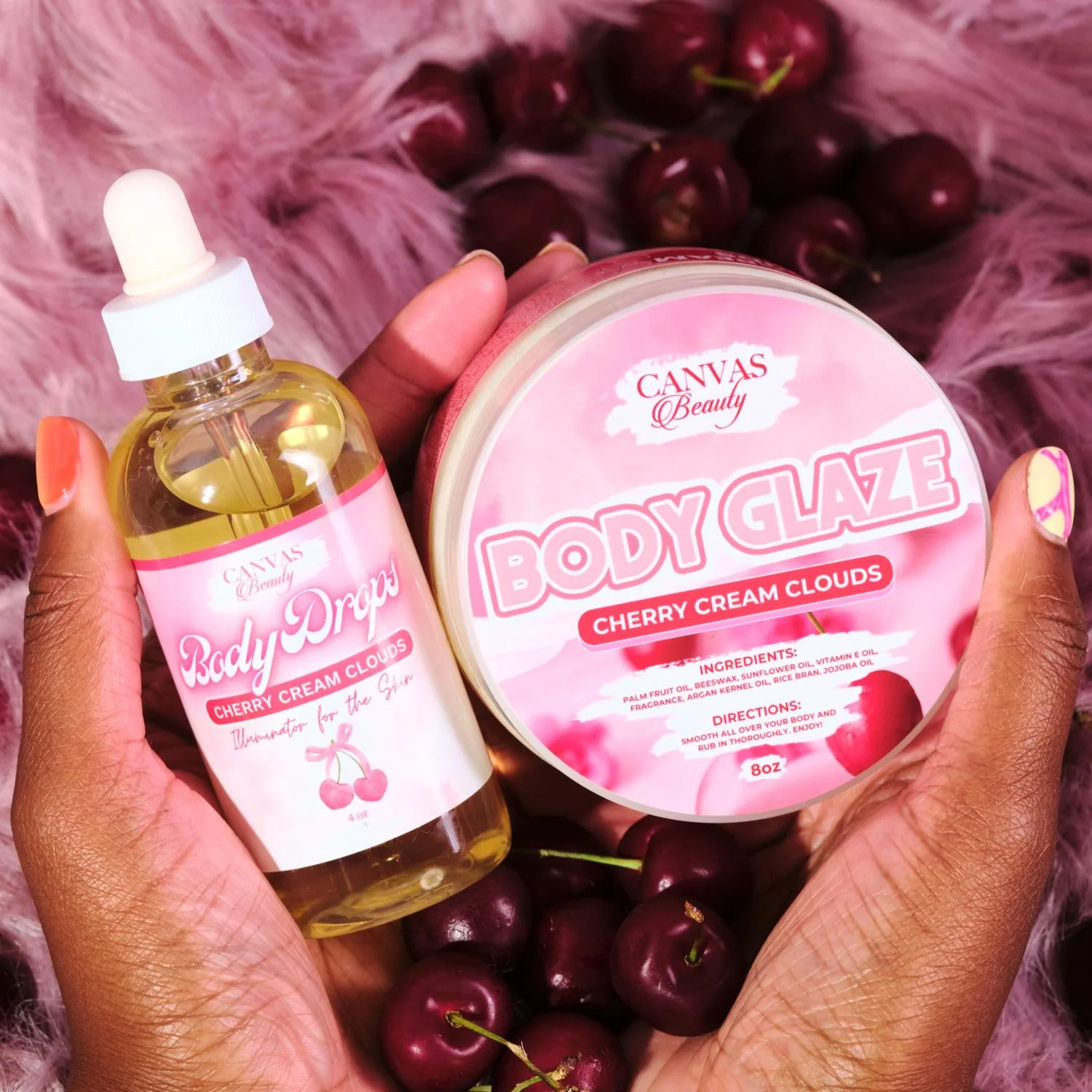 BODY GLAZE & BODY DROPS DUO: CHERRY CREAM CLOUDS