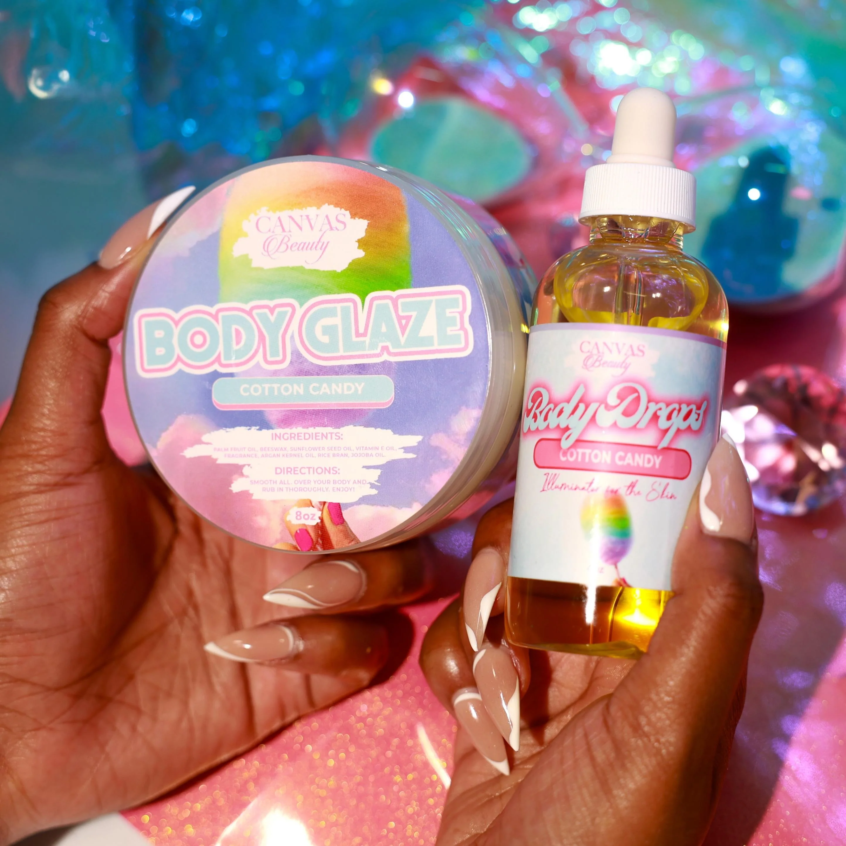 BODY GLAZE & BODY DROPS DUO: COTTON CANDY