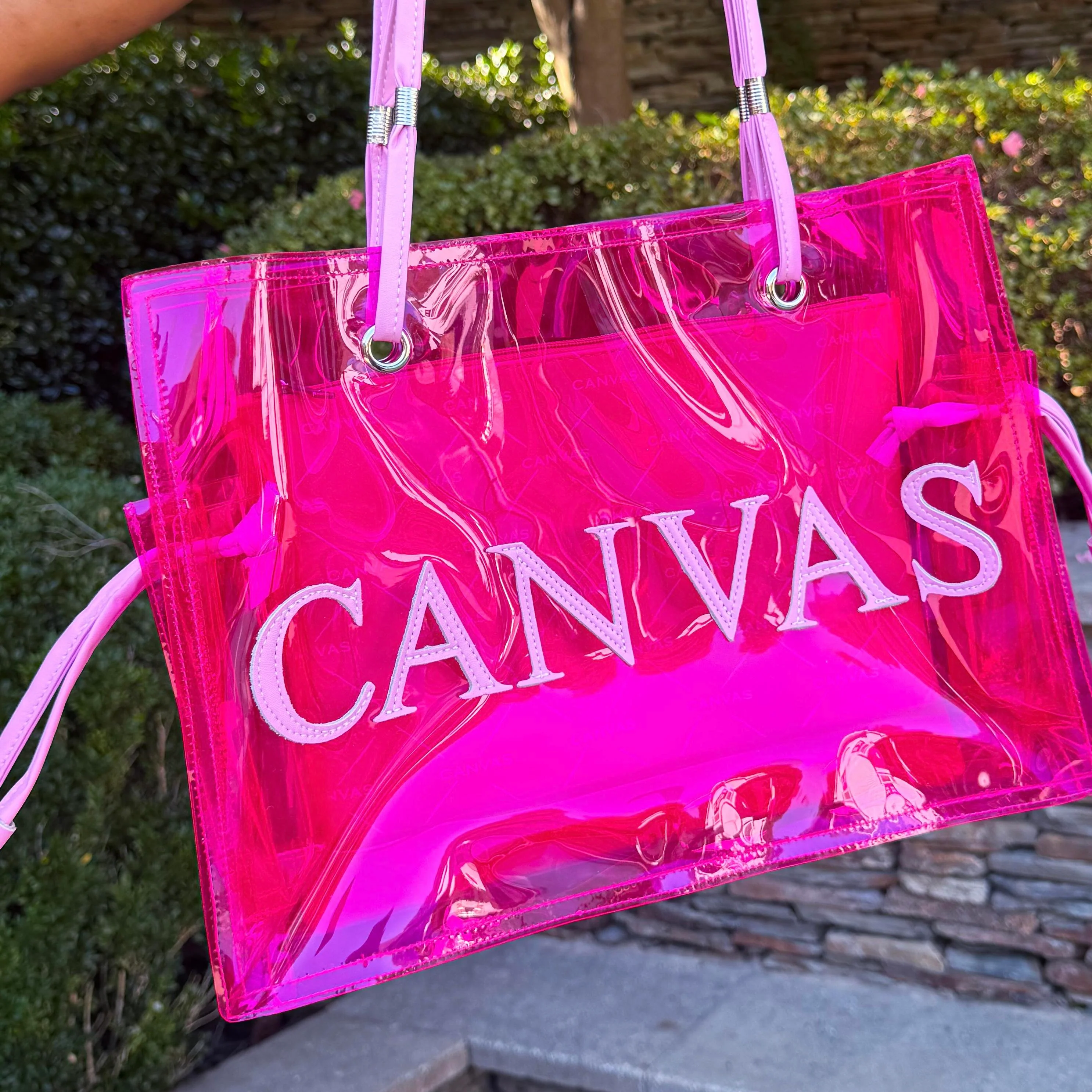 CANVAS BEAUTY JELLY TOTE- PINK JELLY TOTE