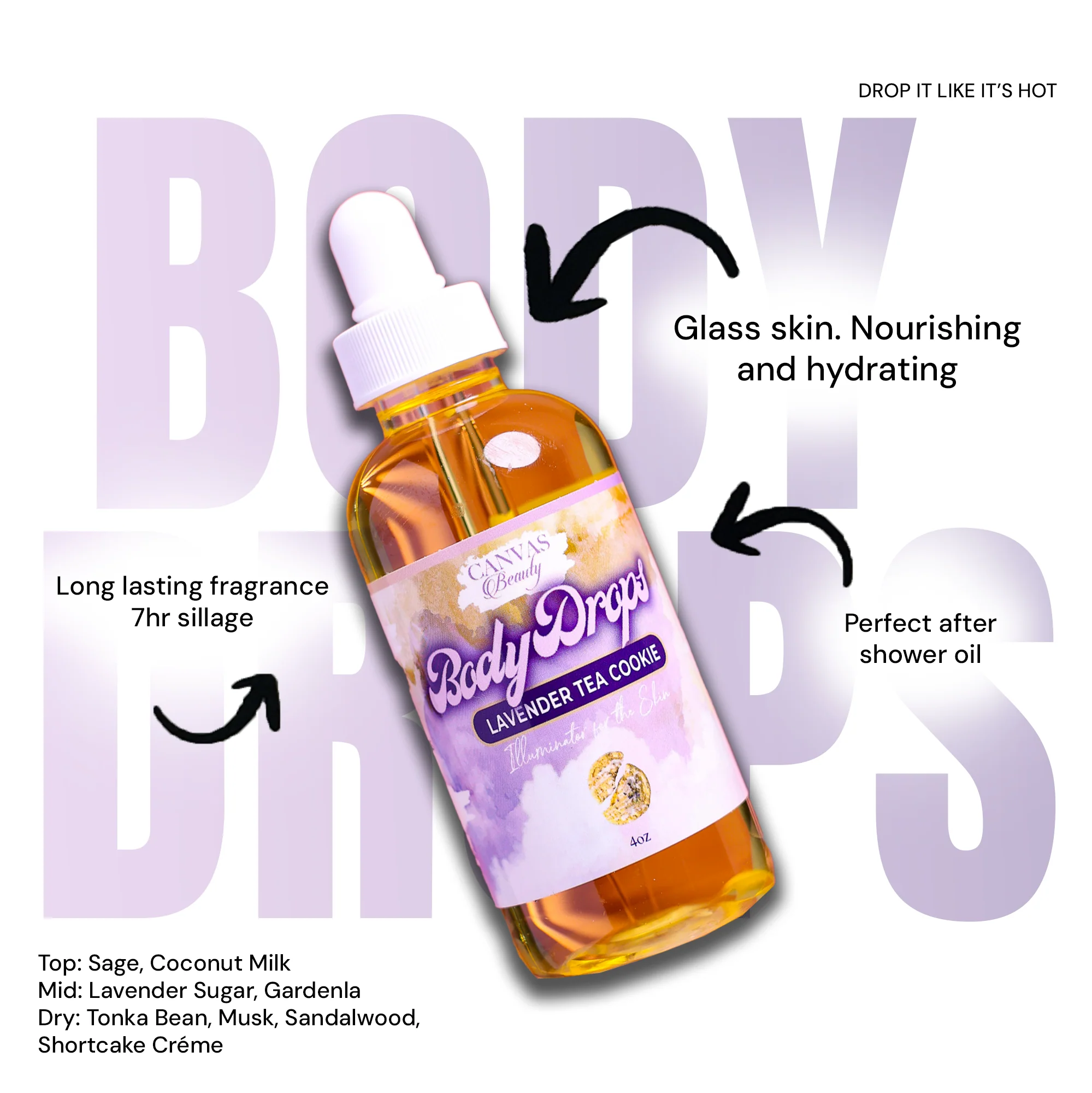 (NEW) BODY DROPS: LAVENDER TEA COOKIE - Image 2